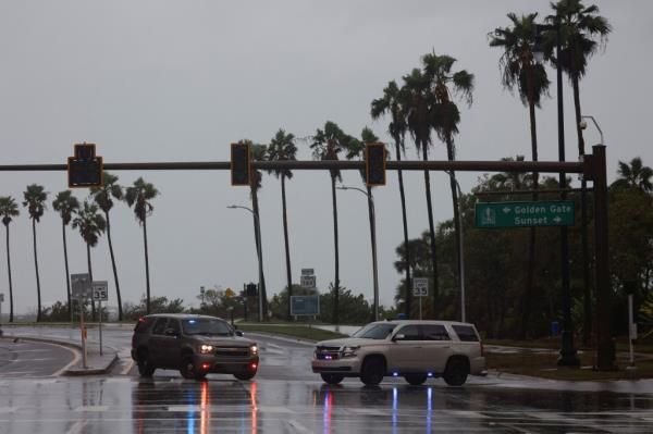 Police patrols block a bridge as Hurricane Milton approaches Sarasota, in Florida, U.S., October 9, 2024.