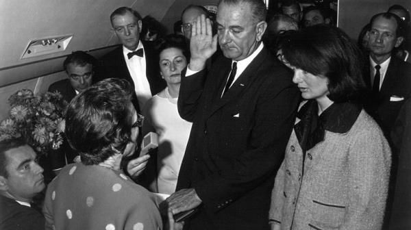 LBJ taking the oath of office