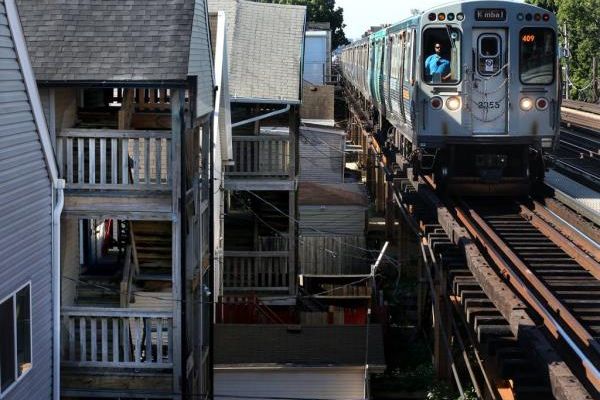 A CTA operator drives a CTA Brown Line "L" train on June 30, 2022. Weekday Brown Line schedules were cut by 32% compared with pre-pandemic schedules, more than any other train line, a Tribune analysis of CTA data shows.